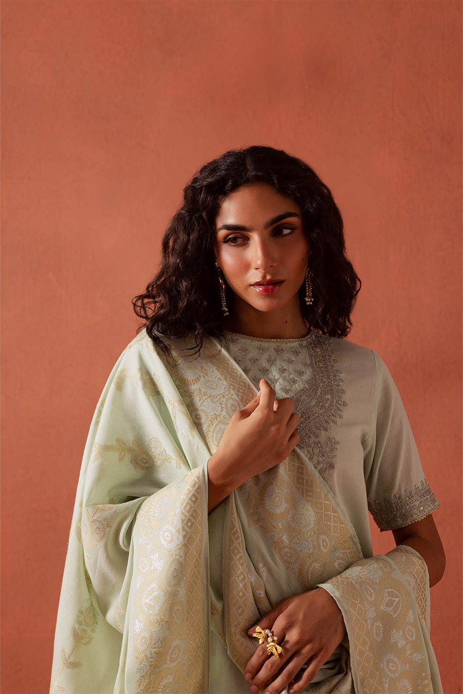 3 PIECE EMBROIDERED LUREX JACQUARAD  SUIT-SERENE GLAM (UNSTITCHED)