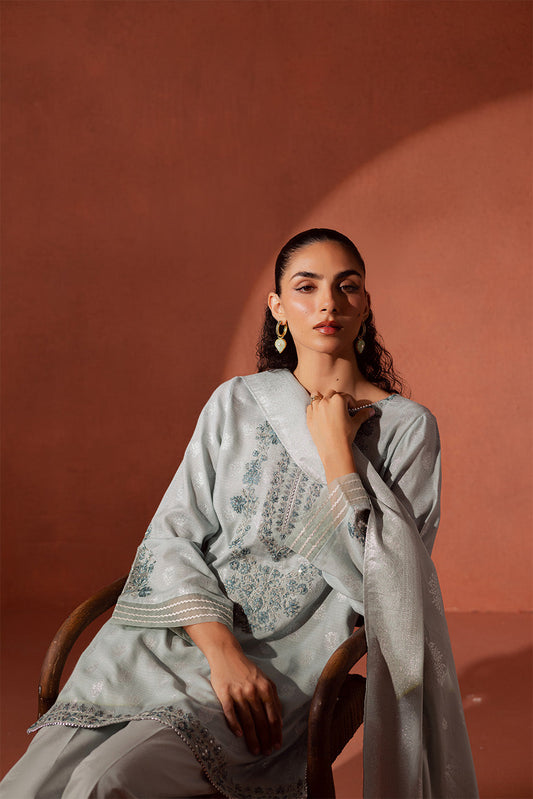 3 PIECE EMBROIDERED LUREX JACQUARAD  SUIT-CLOUD AURA (UNSTITCHED)
