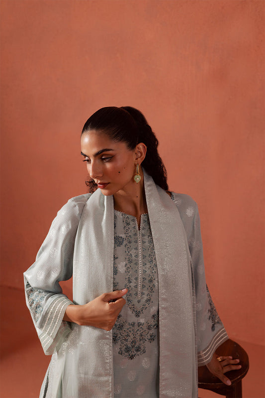 3 PIECE EMBROIDERED LUREX JACQUARAD  SUIT-CLOUD AURA (UNSTITCHED)