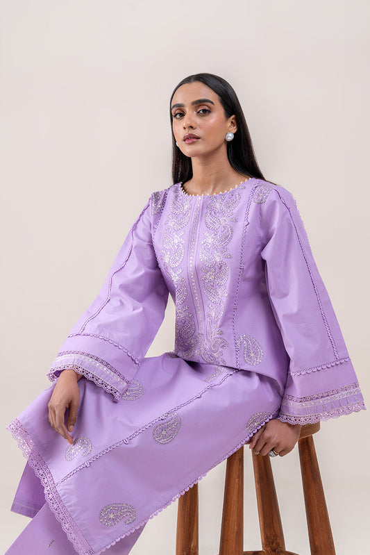 2 PIECE EMBROIDERED LAWN SUIT-PERIWINKLE DUST (UNSTITCHED)