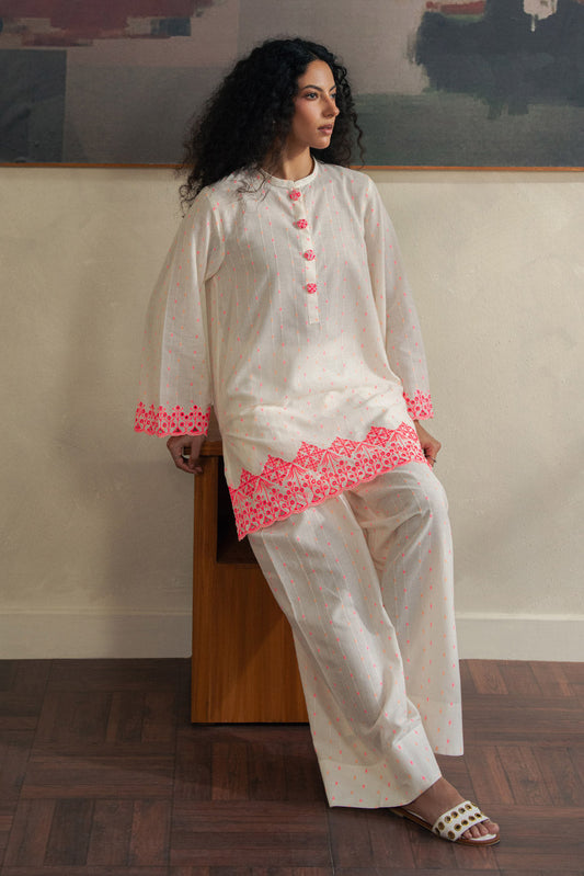 2 PIECE EMBROIDERED  JACQUARD SUIT-PEARL PINK (UNSTITCHED)