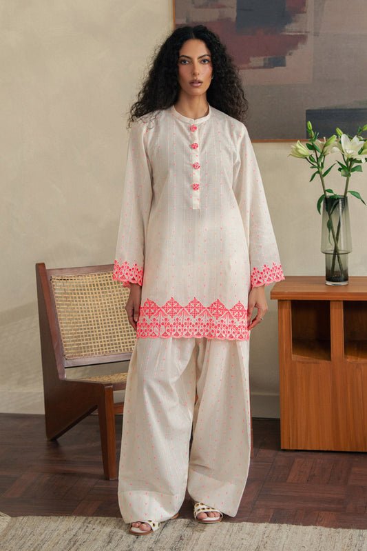 2 PIECE EMBROIDERED  JACQUARD SUIT-PEARL PINK (UNSTITCHED)