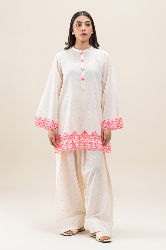 2 PIECE EMBROIDERED  JACQUARD SUIT-PEARL PINK (UNSTITCHED)