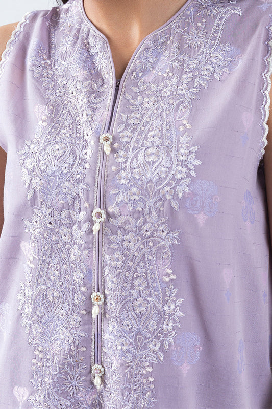 2 PIECE EMBROIDERED  JACQUARD SUIT-PAISLEY VEIL (UNSTITCHED)