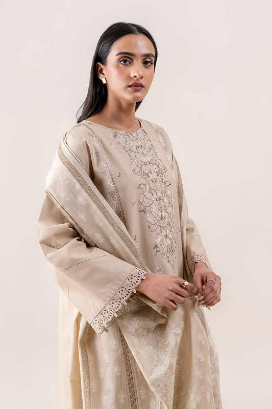 2 PIECE EMBROIDERED LAWN SUIT-ORNATE TAN (UNSTITCHED)