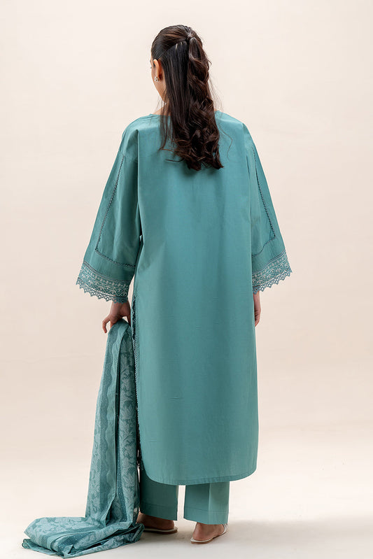 2 PIECE EMBROIDERED LAWN SUIT-TURQUOISE STITCH (UNSTITCHED)