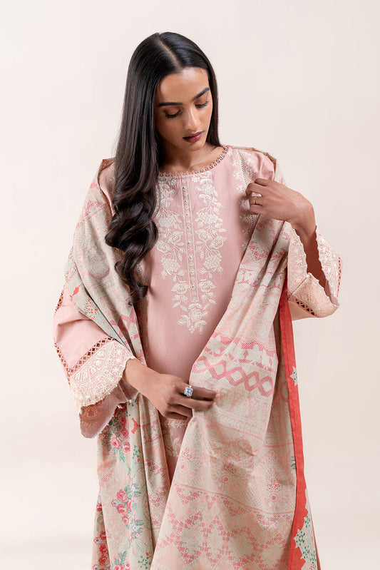 2 PIECE EMBROIDERED LAWN SUIT-SALMON LACE (UNSTITCHED)