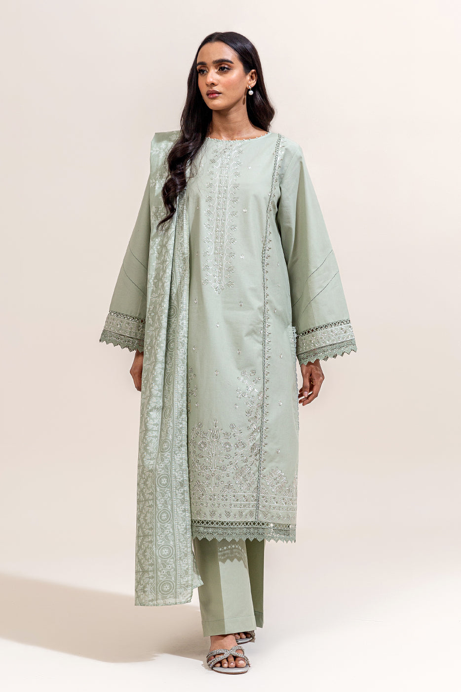 2 PIECE EMBROIDERED LAWN SUIT-SAGE VERVE (UNSTITCHED)