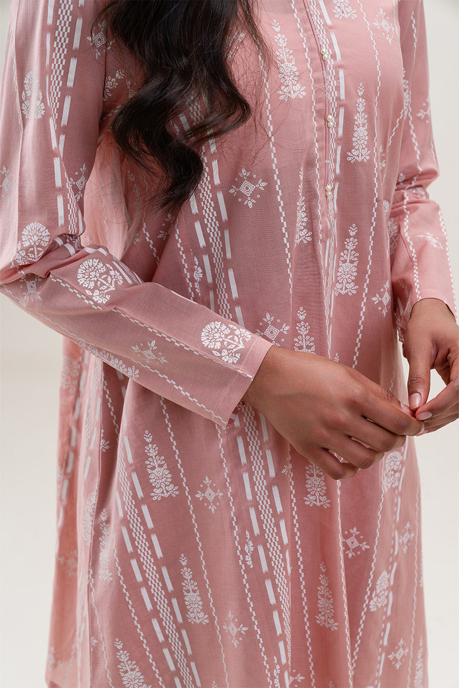 2 PIECE PRINTED LAWN SUIT-ROSY AFFAIR (UNSTITCHED)