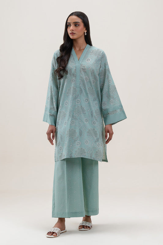 2 PIECE PRINTED LAWN SUIT-SAGE GLEAM (UNSTITCHED)
