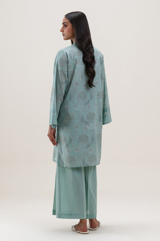 2 PIECE PRINTED LAWN SUIT-SAGE GLEAM (UNSTITCHED)