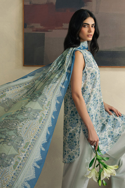 2 PIECE PRINTED LAWN SUIT-PERSIAN VERDANT (UNSTITCHED)
