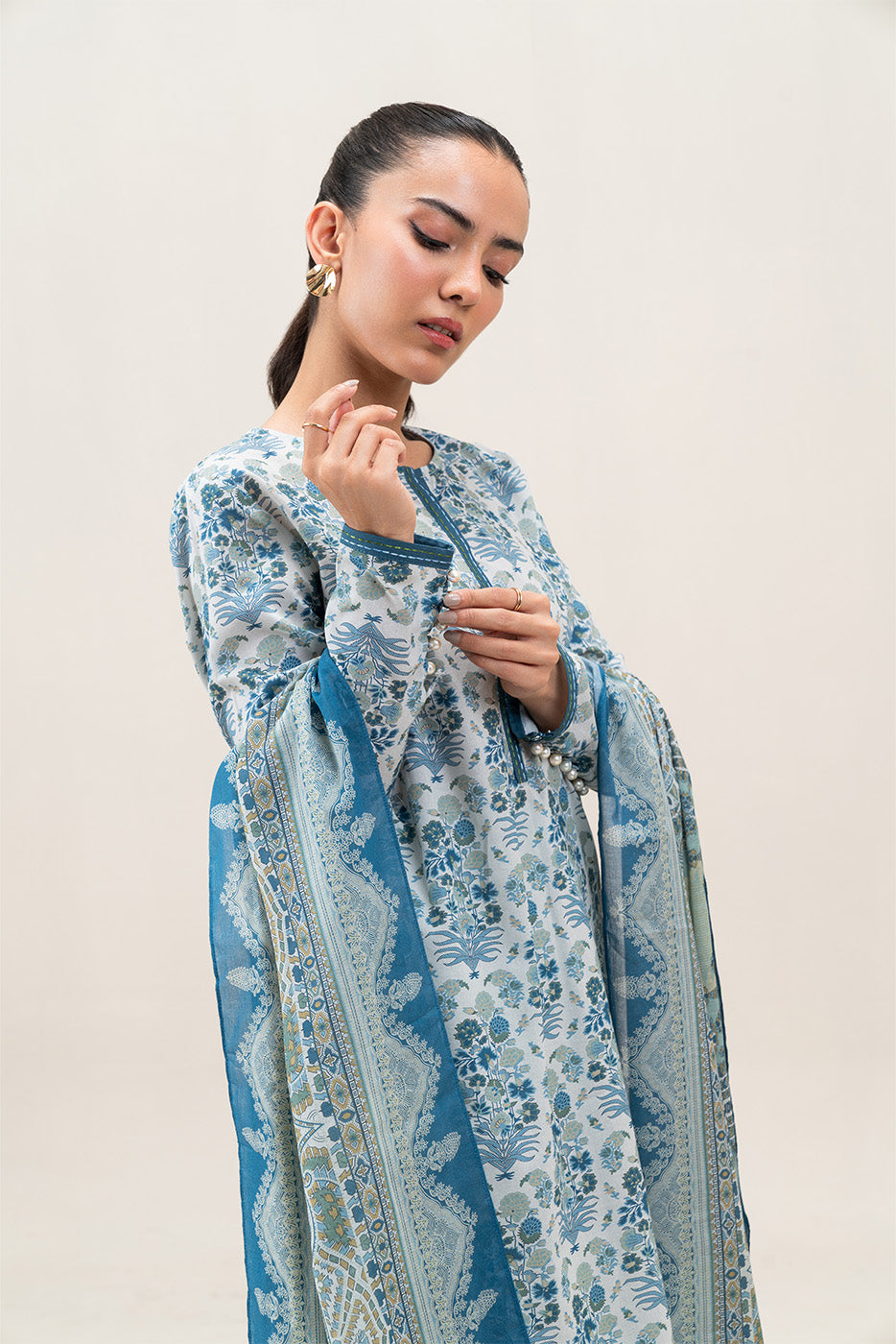 2 PIECE PRINTED LAWN SUIT-PERSIAN VERDANT (UNSTITCHED)