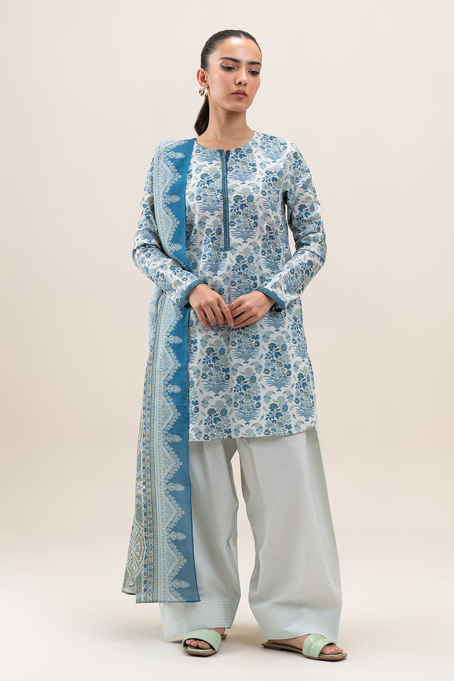 2 PIECE PRINTED LAWN SUIT-PERSIAN VERDANT (UNSTITCHED)