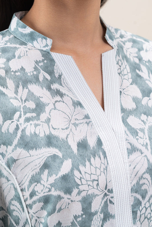 2 PIECE PRINTED LAWN SUIT-FOSSIL MIST (UNSTITCHED)