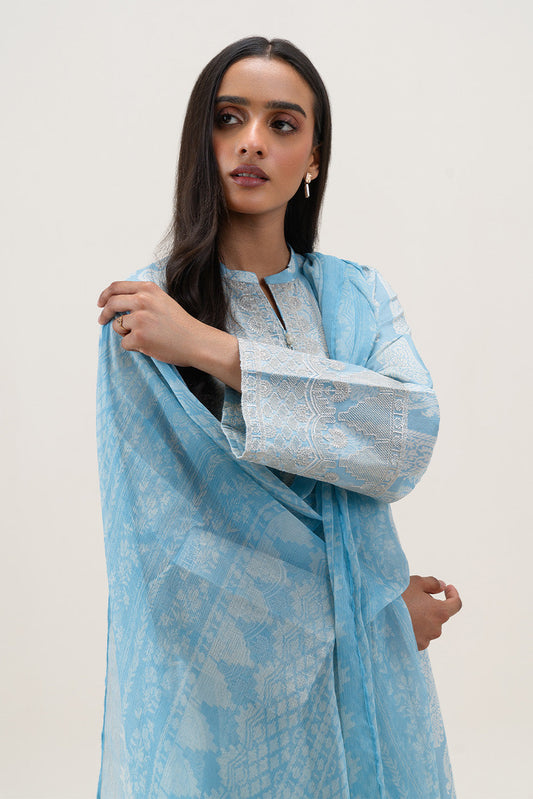 2 PIECE EMBROIDERED LAWN SUIT-BLUE FLAIR (UNSTITCHED)