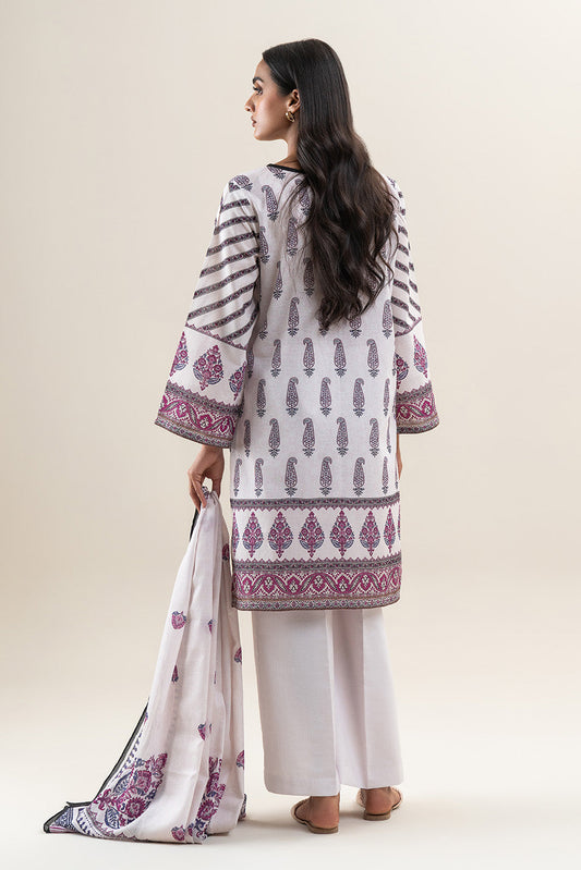 3 PIECE PRINTED LAWN SUIT-PORCELAIN LACE (UNSTITCHED)