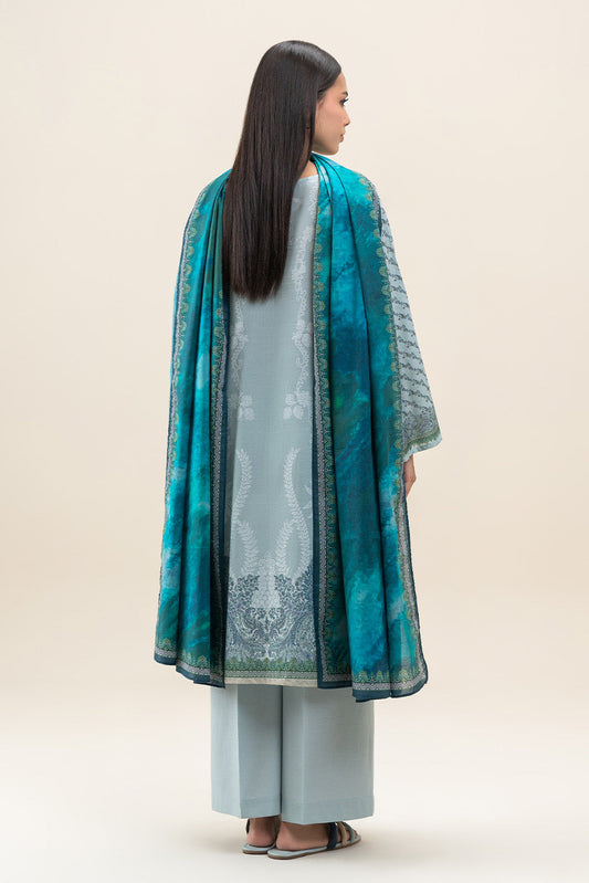 3 PIECE PRINTED LAWN SUIT-PISTACHIO HAZE (UNSTITCHED)