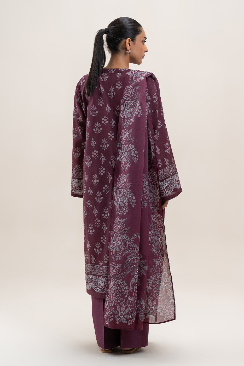 3 PIECE PRINTED LAWN SUIT-MULBERRY HUES (UNSTITCHED)