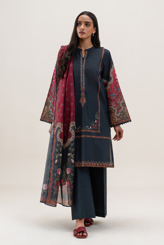 3 PIECE PRINTED LAWN SUIT-ROYAL AURA (UNSTITCHED)