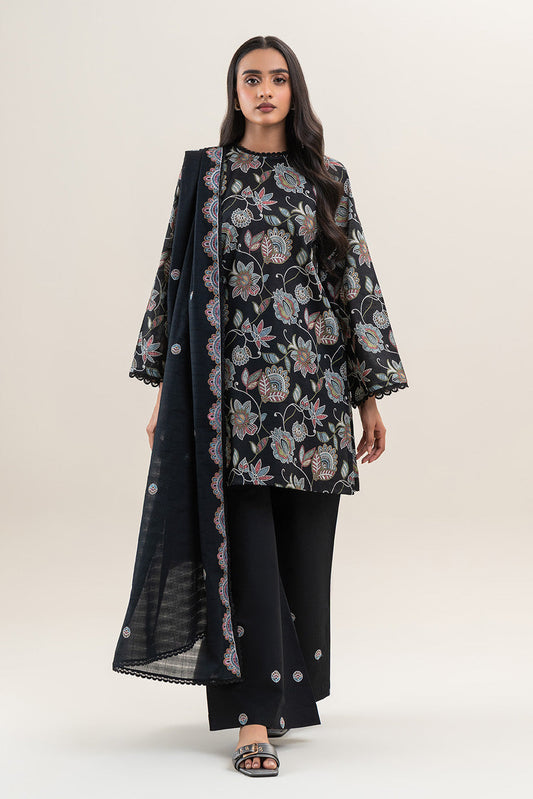 3 PIECE EMBROIDERED LAWN SUIT-CHARCOAL HINT (UNSTITCHED)
