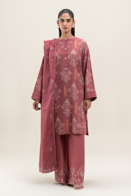 3 PIECE EMBROIDERED LAWN LAWN SUIT-CORAL GLAM (UNSTITCHED)