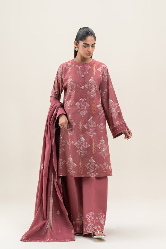 3 PIECE EMBROIDERED LAWN LAWN SUIT-CORAL GLAM (UNSTITCHED)