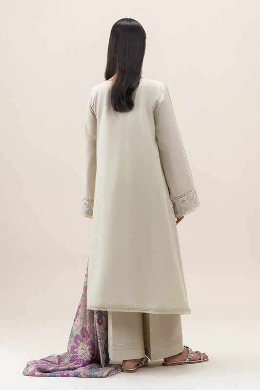 3 PIECE EMBROIDERED LAWN SUIT-LINEN MUSK (UNSTITCHED)