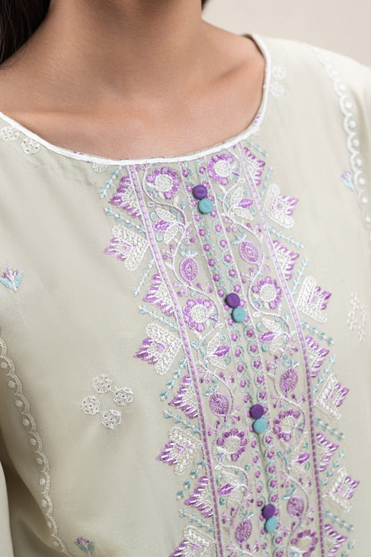 3 PIECE EMBROIDERED LAWN SUIT-LINEN MUSK (UNSTITCHED)