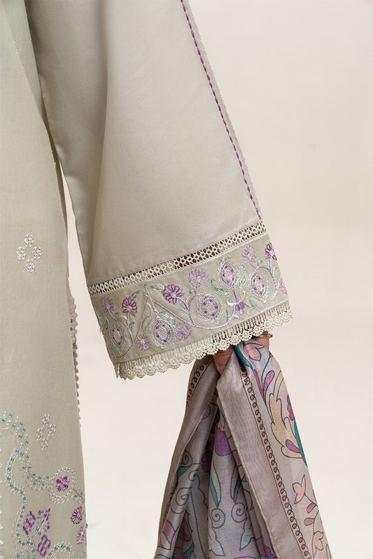3 PIECE EMBROIDERED LAWN SUIT-LINEN MUSK (UNSTITCHED)