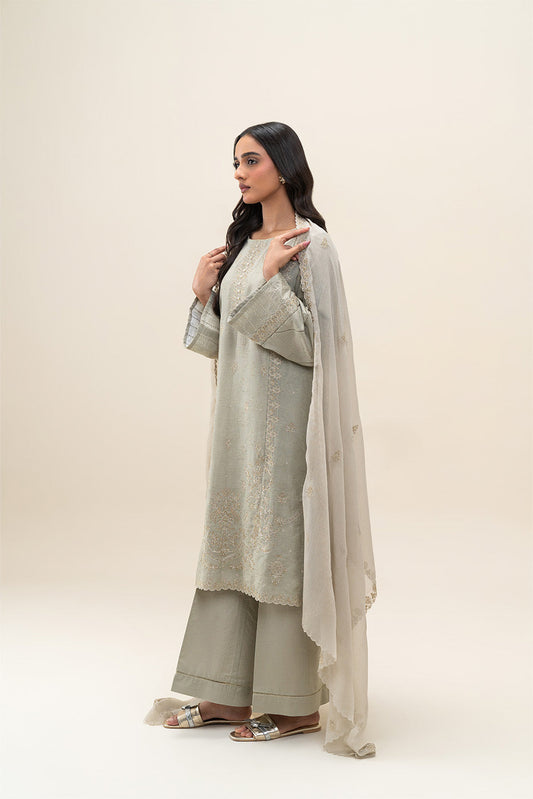 3 PIECE EMBROIDERED   SELF JACQUARD SUIT-SABLE DUSK (UNSTITCHED)