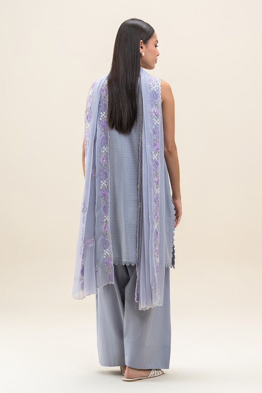 3 PIECE EMBROIDERED SELF JACQUARD SUIT-FLINT CLOUD (UNSTITCHED)
