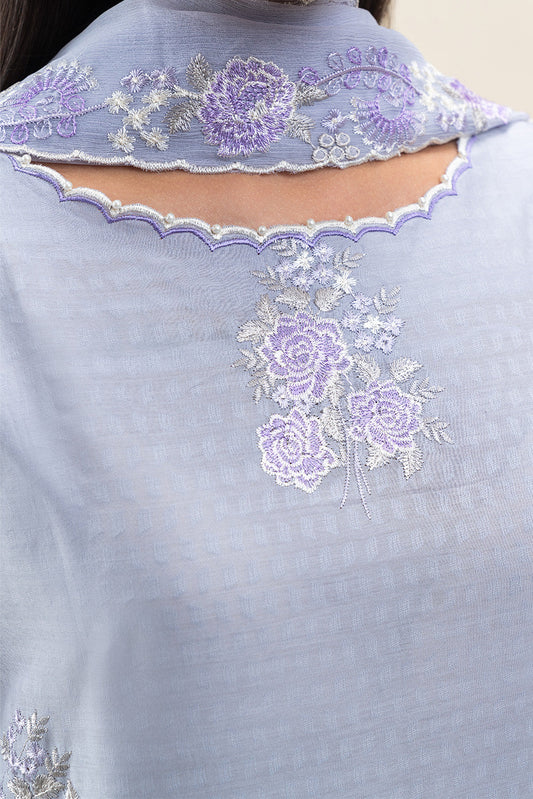 3 PIECE EMBROIDERED SELF JACQUARD SUIT-FLINT CLOUD (UNSTITCHED)
