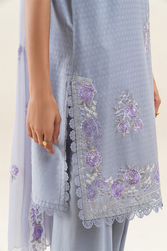 3 PIECE EMBROIDERED SELF JACQUARD SUIT-FLINT CLOUD (UNSTITCHED)