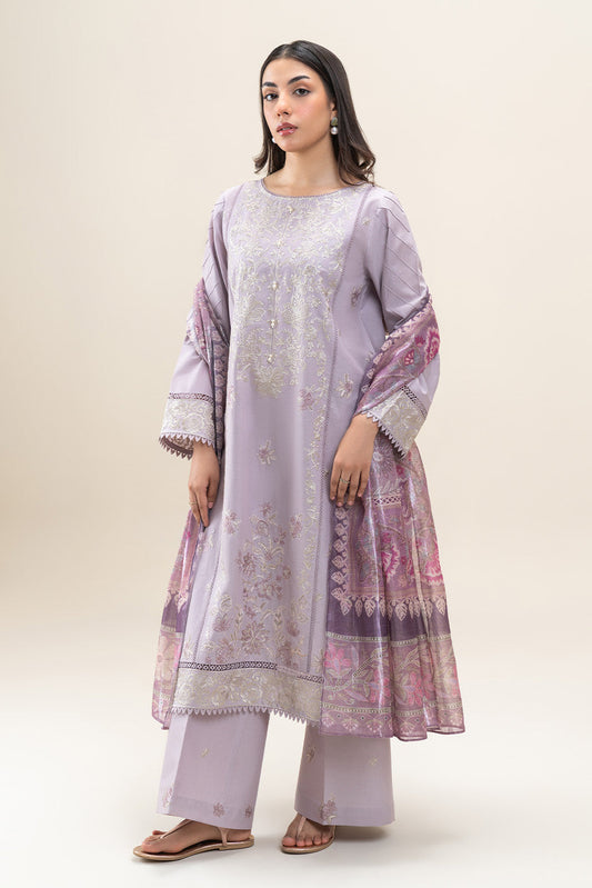 3 PIECE EMBROIDERED LAWN SUIT-VIOLET MUSK (UNSTITCHED)