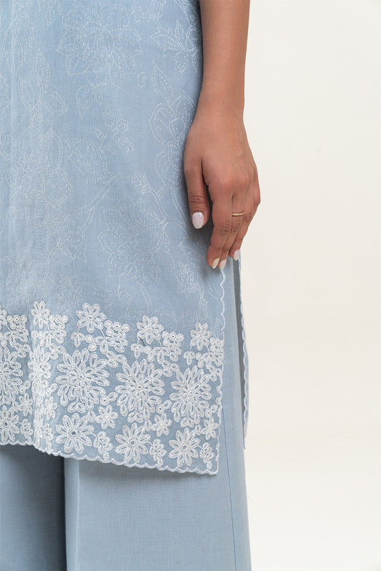 2 PIECE EMBROIDERED YAN DYED JACQUARD SUIT-SERENE GLACIER (UNSTITCHED)