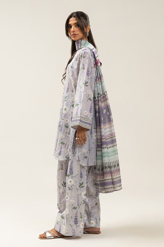 3 PIECE PRINTED LAWN SUIT-VENUS SWAN (UNSTITCHED)