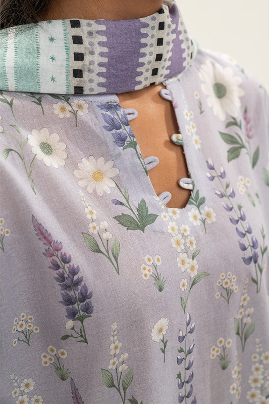 3 PIECE PRINTED LAWN SUIT-VENUS SWAN (UNSTITCHED)