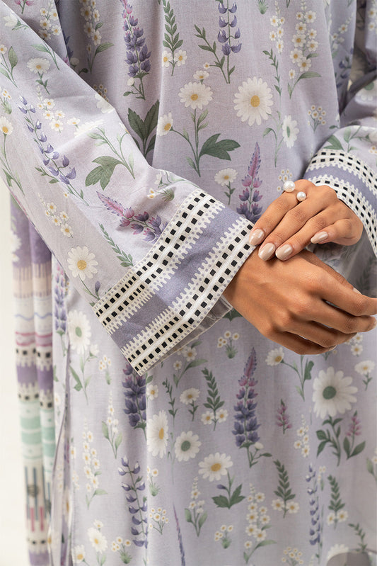 3 PIECE PRINTED LAWN SUIT-VENUS SWAN (UNSTITCHED)