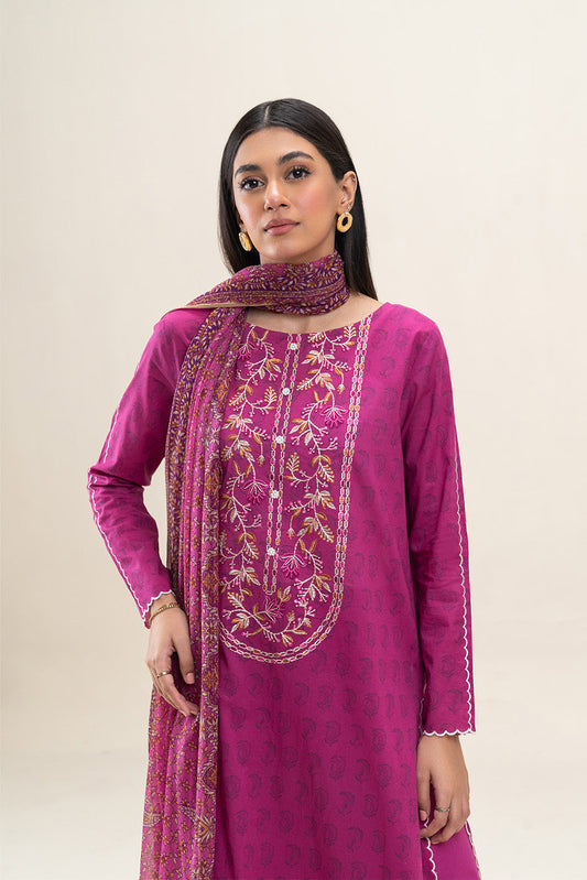 2 PIECE EMBROIDERED LAWN SUIT-MAGENTA BLOOM (UNSTITCHED)