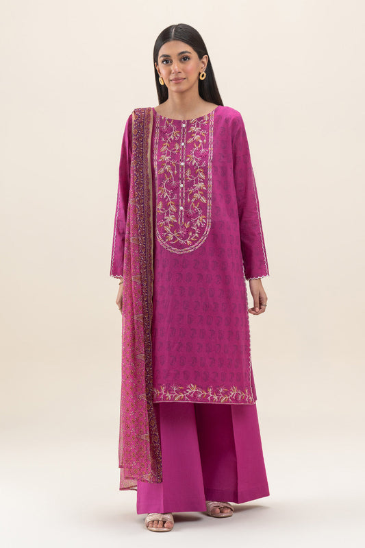 2 PIECE EMBROIDERED LAWN SUIT-MAGENTA BLOOM (UNSTITCHED)