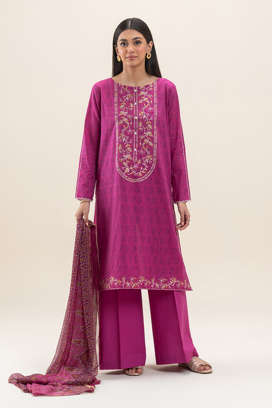 2 PIECE EMBROIDERED LAWN SUIT-MAGENTA BLOOM (UNSTITCHED)