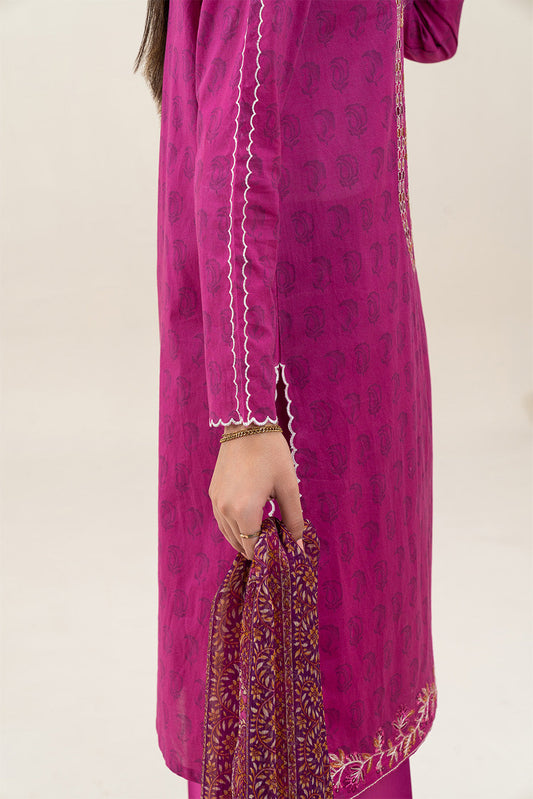 2 PIECE EMBROIDERED LAWN SUIT-MAGENTA BLOOM (UNSTITCHED)