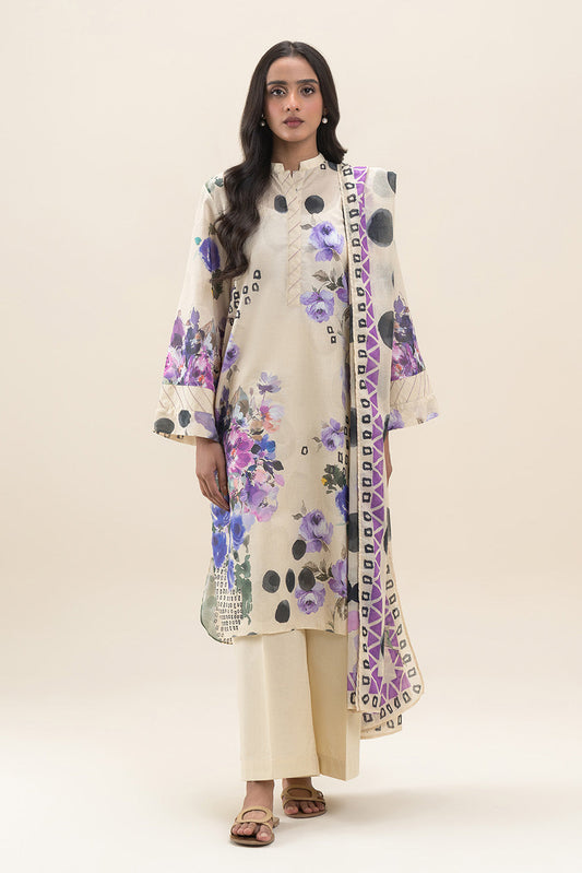 3 PIECE PRINTED LAWN SUIT-PSYCHEDELIC SKY (UNSTITCHED)