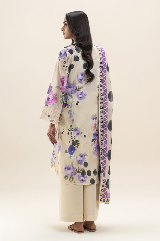3 PIECE PRINTED LAWN SUIT-PSYCHEDELIC SKY (UNSTITCHED)