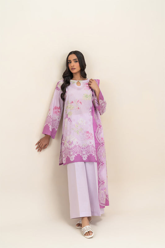 3 PIECE PRINTED LAWN SUIT-PASTEL GARLAND (UNSTITCHED)