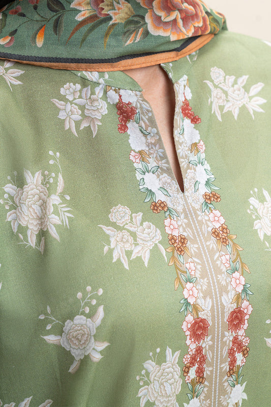 3 PIECE PRINTED LAWN SUIT-MYSTIC GREEN (UNSTITCHED)