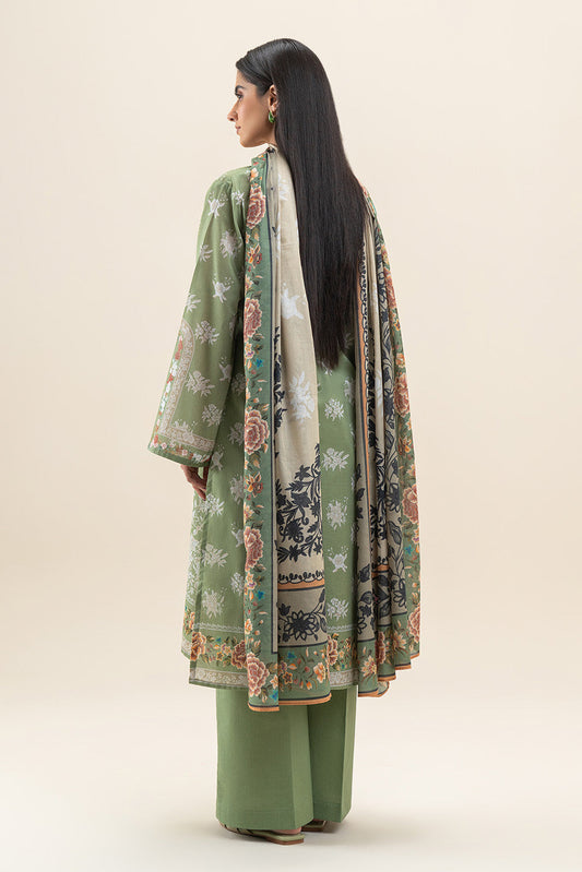 3 PIECE PRINTED LAWN SUIT-MYSTIC GREEN (UNSTITCHED)