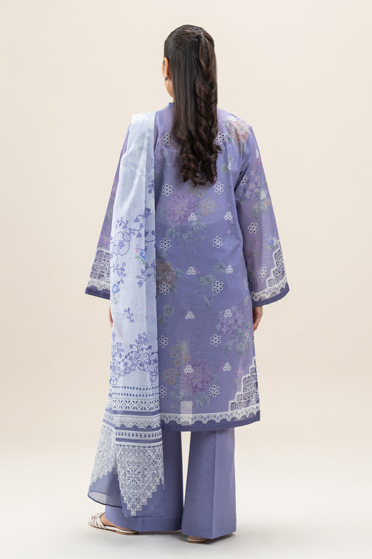 3 PIECE PRINTED LAWN SUIT-LAVENDER BLOOM (UNSTITCHED)