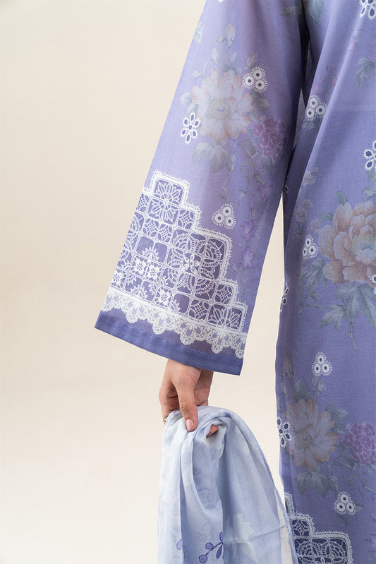 3 PIECE PRINTED LAWN SUIT-LAVENDER BLOOM (UNSTITCHED)